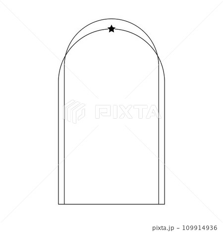 Arch frame border icon with star shape symbol for decorative vintage doodle element for design in vector illustration 109914936