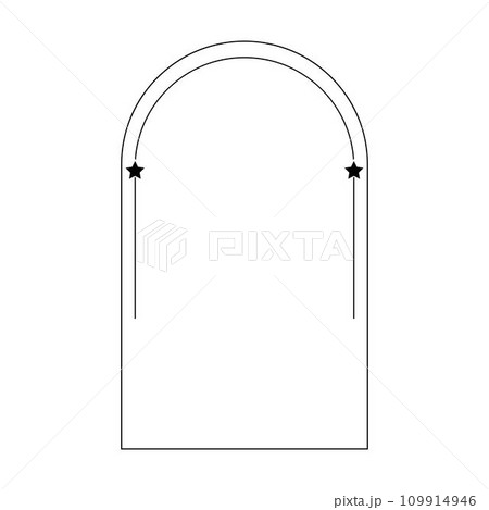 Arch frame border icon with star shape symbol for decorative vintage doodle element for design in vector illustration 109914946