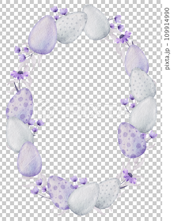 Easter Wreath watercolor with eggs Easter Wreath watercolor with eggs 109914990