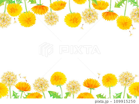 水彩のタンポポフレーム 109915250