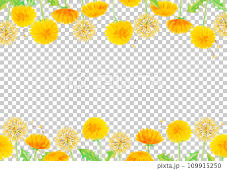 水彩のタンポポフレーム 109915250