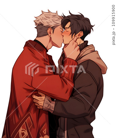 キスをする男性カップル 109915900