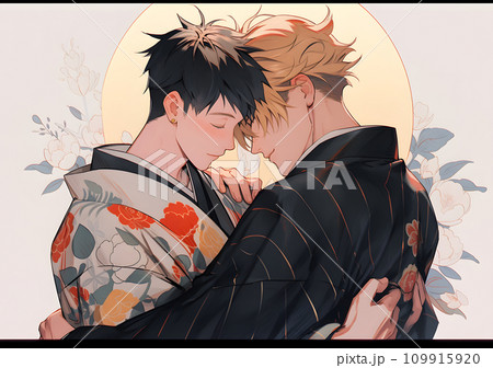 抱き合う男性カップル 109915920