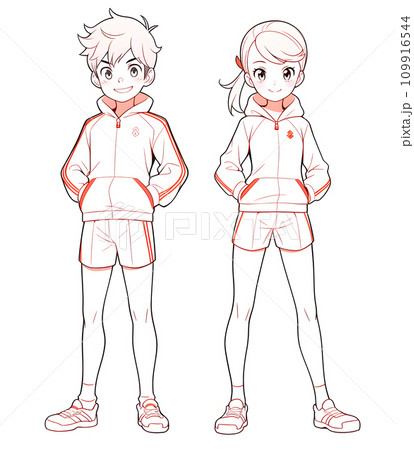 スポーツウェアの男女 109916544