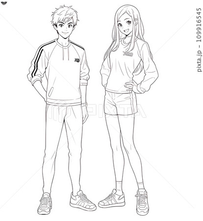 スポーツウェアの男女 109916545