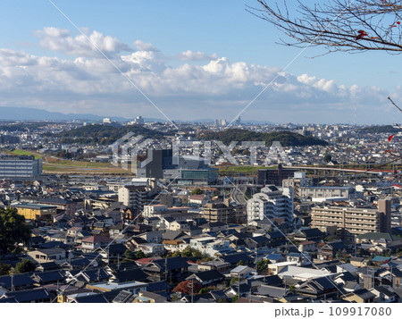 山の上から眺める大阪府柏原市の風景 109917080