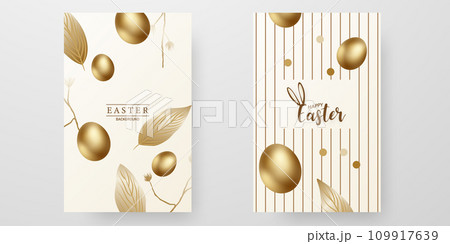 Happy Easter Background Golden Egg Decoration greeting card vector illustration Happy Easter Background Golden Egg Decoration greeting card vector illustration 109917639