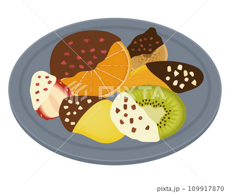 チョコをかけたドライフルーツのイラスト チョコをかけたドライフルーツのイラスト 109917870