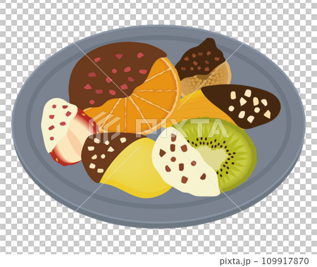 チョコをかけたドライフルーツのイラスト チョコをかけたドライフルーツのイラスト 109917870