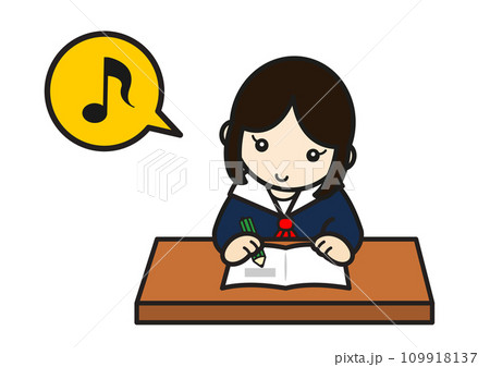 楽しく勉強する女子学生 109918137