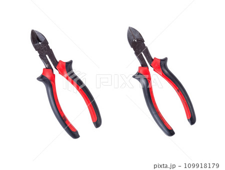 Pliers Isolated on White Background. Metal Steel Equioment for Bending, Cut, Constraction and Maintenance. File with Clipping Path. 109918179