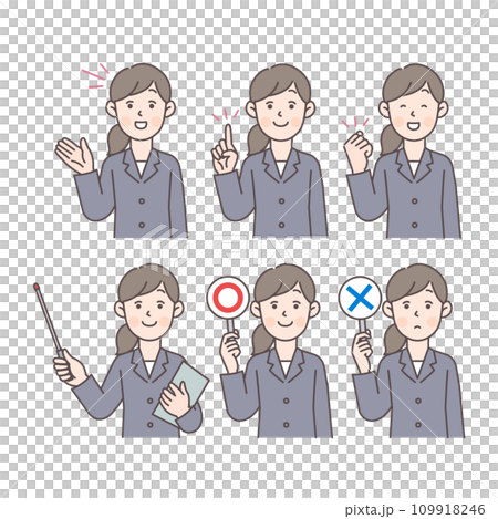 Suit female upper body pose set 02 109918246