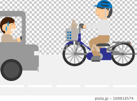 道路を右側通行で走る自転車のイメージ素材 109918574