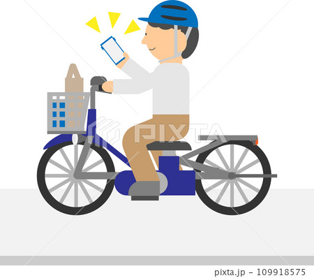 スマートフォンを見ながら自転車を運転する人 スマートフォンを見ながら自転車を運転する人 109918575