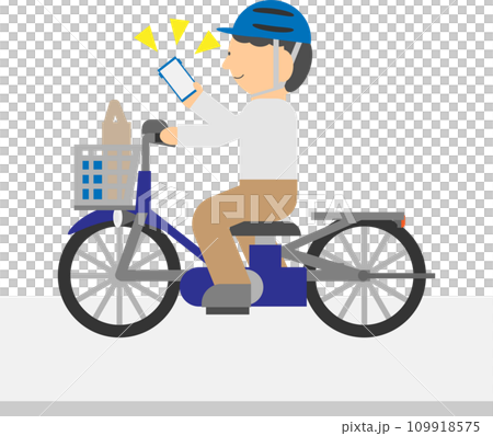 スマートフォンを見ながら自転車を運転する人 スマートフォンを見ながら自転車を運転する人 109918575