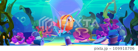 Ocean plastic pollution concept 109918706