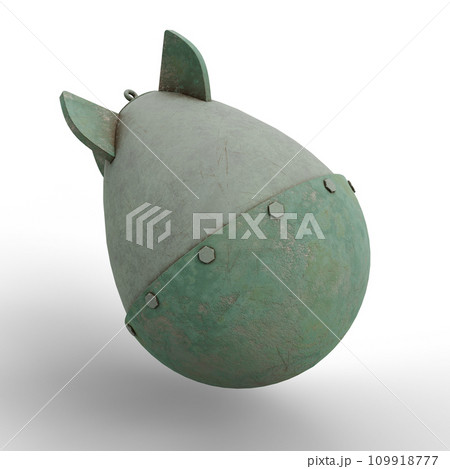 Atomic Nuclear Bomb on White Background. One of the Nuclear War Symbol. 3D Illustration. File with Clipping Path. Atomic Nuclear Bomb on White Background. One of the Nuclear War Symbol. 3D Illustration. File with Clipping Path. 109918777