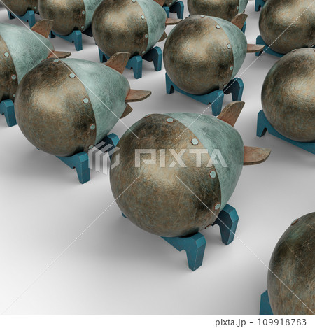 Atomic Nuclear Bomb on White Background. One of the Nuclear War Symbol. 3D Illustration. File with Clipping Path. Atomic Nuclear Bomb on White Background. One of the Nuclear War Symbol. 3D Illustration. File with Clipping Path. 109918783