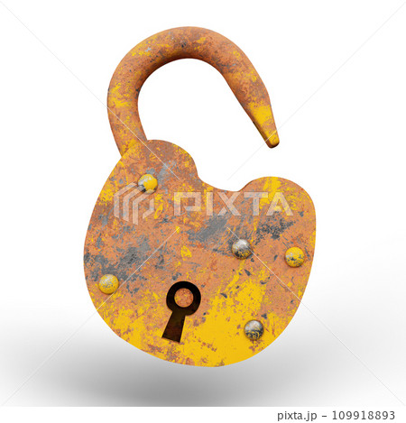 Lock with Keyhole on White Background.  3D Illustration. File With Clipping Path. 109918893