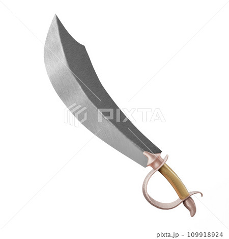 Sword Sabre Weapon Isolated on White Background. 3D Illustration. File with Clipping Path. Sword Sabre Weapon Isolated on White Background. 3D Illustration. File with Clipping Path. 109918924