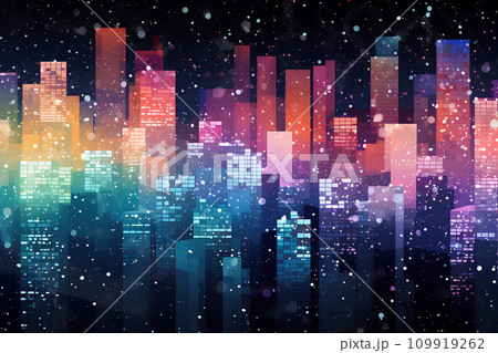 カラフルな大都会の夜景イメージ 109919262