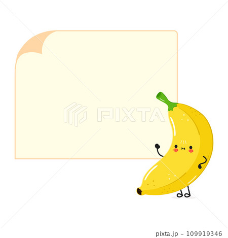 Cute funny Banana poster character. Vector hand drawn cartoon kawaii character illustration. Isolated white background. Banana poster 109919346