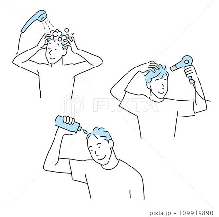 育毛する男性のヘアケアルーティーン 育毛する男性のヘアケアルーティーン 109919890