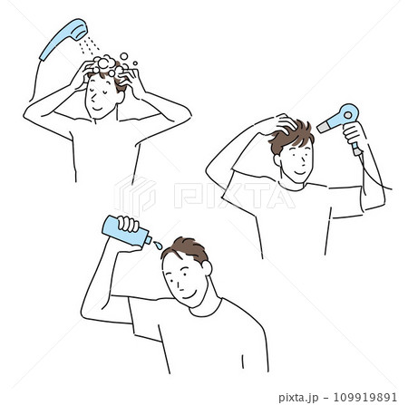 育毛する男性のヘアケアルーティーン 109919891