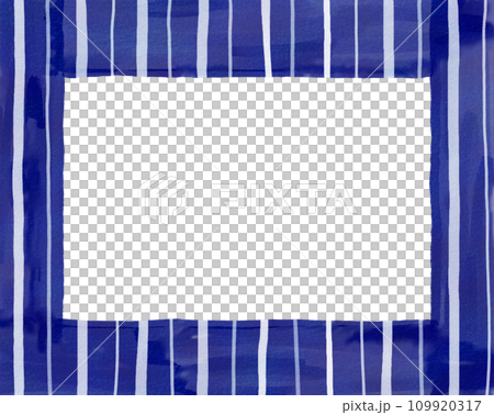Watercolor touch striped background material [Horizontal, navy, texture] 109920317