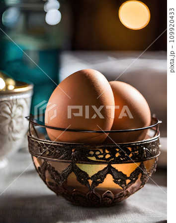 Detailed cozy Easter sharpfocus highquality egg. 109920433