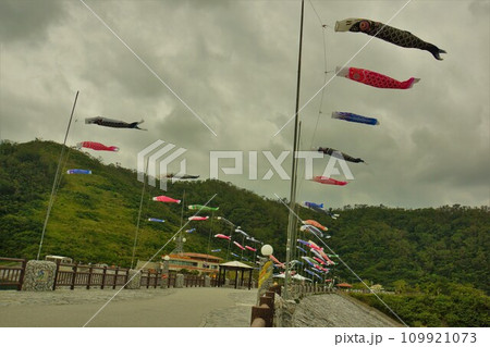 羽地ダムの天端と鯉のぼり 109921073