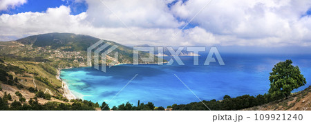 Scenic beaches of beautiful Cephalonia (Kefalonia) island - Agia Kiriaki with turquoise sea. Greece , Ionian islands Scenic beaches of beautiful Cephalonia (Kefalonia) island - Agia Kiriaki with turquoise sea. Greece , Ionian islands 109921240