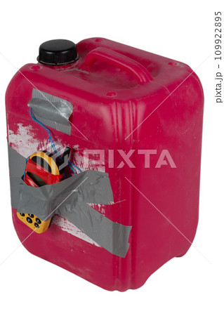 Red jug IED bomb with cell phone fuse. 109922895