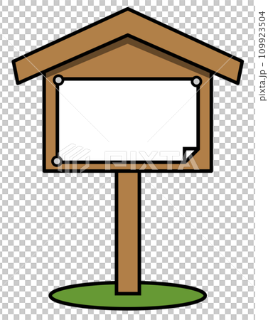 注意やお知らせを記入して周知する木製の立看板イラスト 109923504
