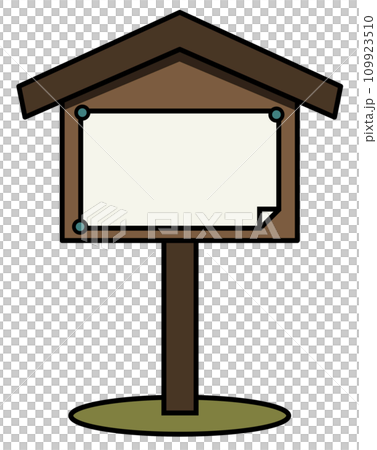 注意やお知らせを記入して周知する木製の立看板イラスト 109923510