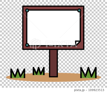 用於填寫和傳播警告和通知的木製標誌插圖 109923513