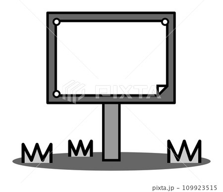 注意やお知らせを記入して周知する木製の立看板イラスト 109923515