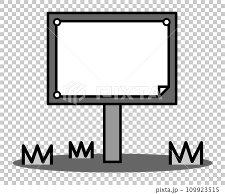 注意やお知らせを記入して周知する木製の立看板イラスト 109923515