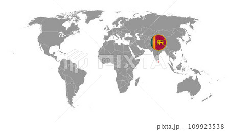 Pin map with Sri Lanka flag on world map. Vector illustration. 109923538