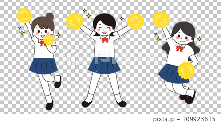 チアガールをする女子学生。 109923615