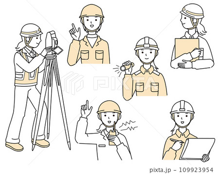 働く工事現場作業員 女性 109923954