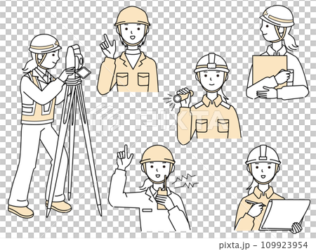 働く工事現場作業員 女性 109923954