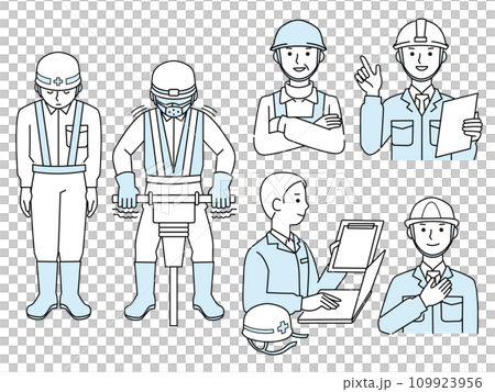 働く工事現場作業員 男性 109923956