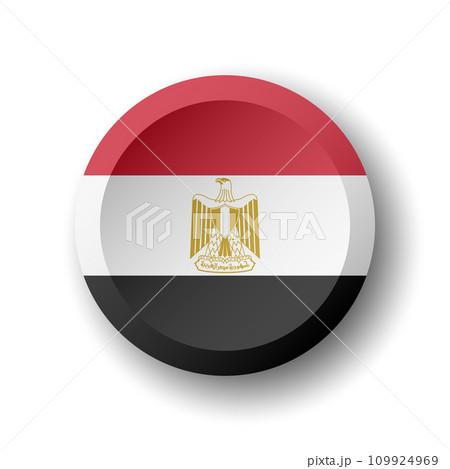 Egypt flag - 3D circle button with dropped shadow. Vector icon. 109924969