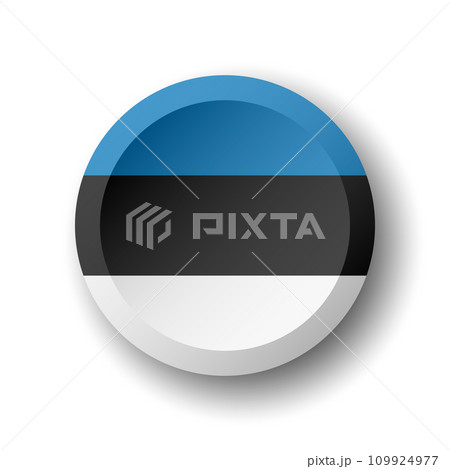 Estonia flag - 3D circle button with dropped shadow. Vector icon. Estonia flag - 3D circle button with dropped shadow. Vector icon. 109924977