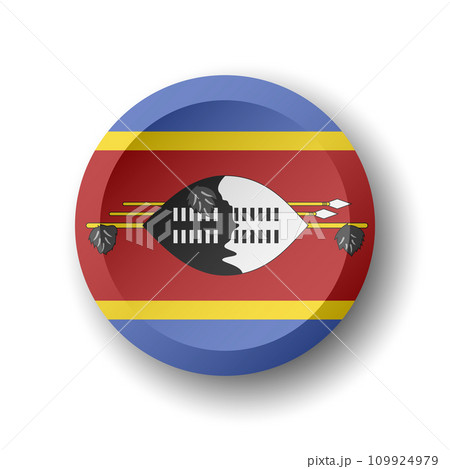 Eswatini flag - 3D circle button with dropped shadow. Vector icon. Eswatini flag - 3D circle button with dropped shadow. Vector icon. 109924979