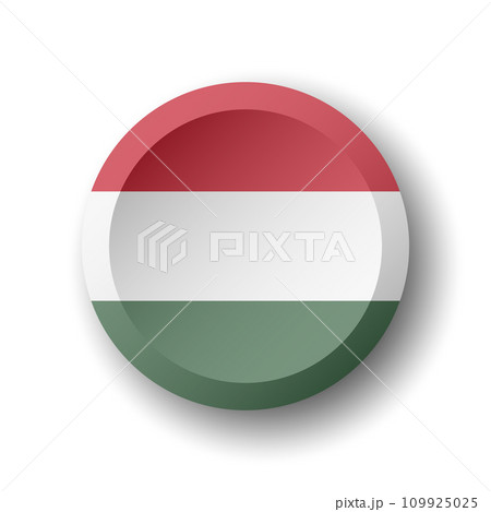 Hungary flag - 3D circle button with dropped shadow. Vector icon. Hungary flag - 3D circle button with dropped shadow. Vector icon. 109925025