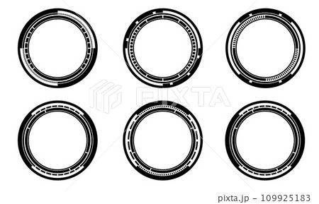 Set of sci fi black circle user interface elements technology futuristic design modern creative on white background vector Set of sci fi black circle user interface elements technology futuristic design modern creative on white background vector 109925183