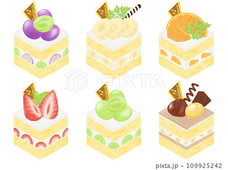 水彩で描いたケーキ6種類セット 水彩で描いたケーキ6種類セット 109925242