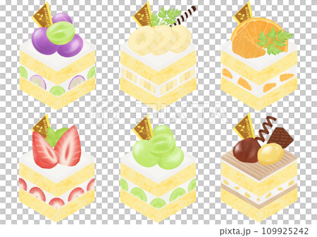 水彩で描いたケーキ6種類セット 水彩で描いたケーキ6種類セット 109925242